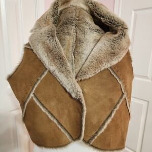 Kids Faux Fur Lined Vest - Tan